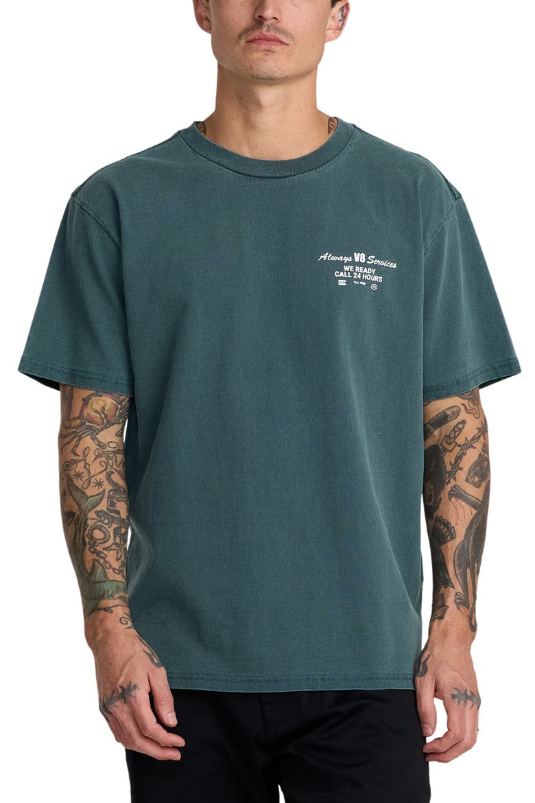 V8 Loose Fit Cotton Graphic T-Shirt, Main, color, HUNTER GREEN