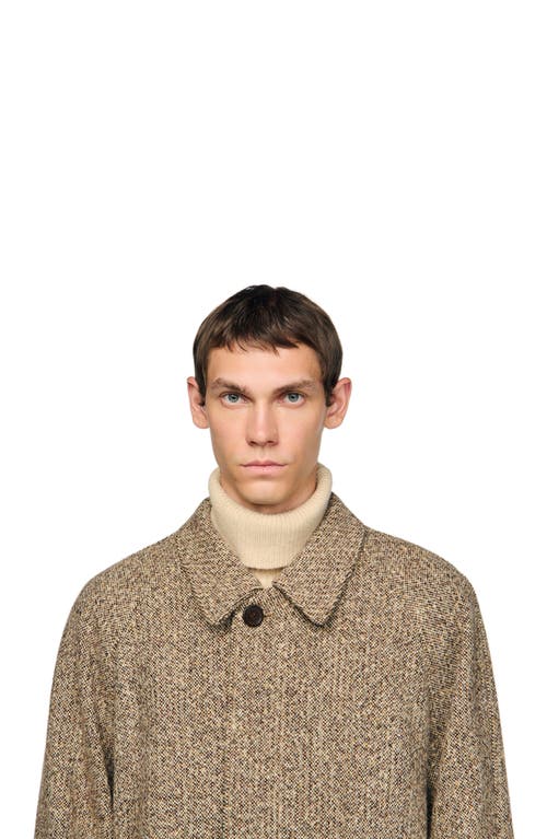 Sandro Oversized Wool Coat In Brown