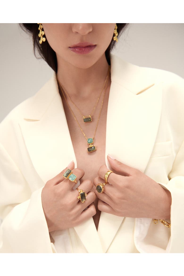 Nerissa Aqua Chalcedony Pendant Necklace, Alternate, color, Gold