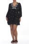 Embroidered 3/4 Sleeve Coverup