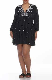 BOHO ME Embroidered 3/4 Sleeve Coverup