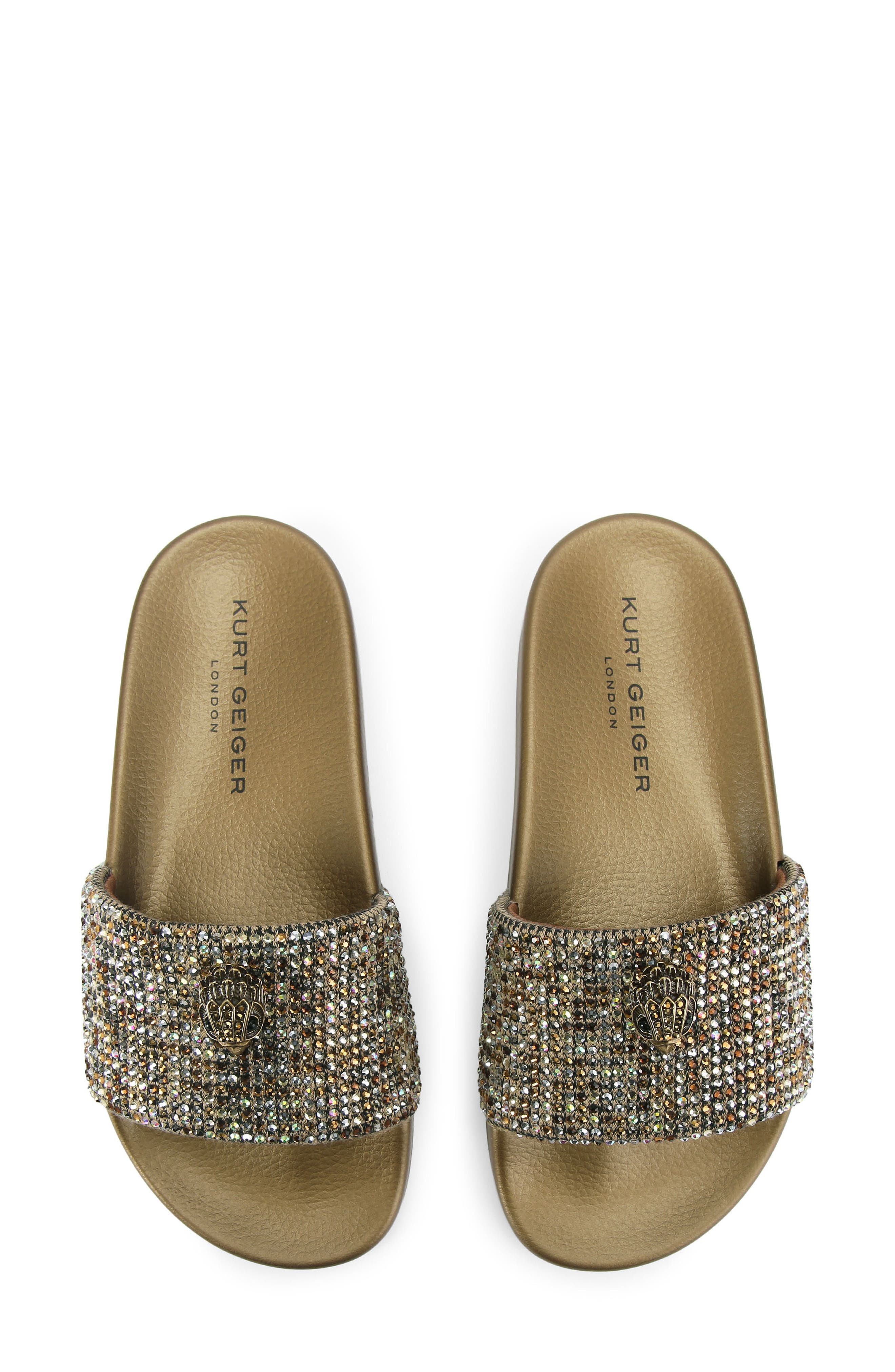 Kurt Geiger London Meena Eagle Glitter Slide Sandal, Alternate, color, Rust/ Copper