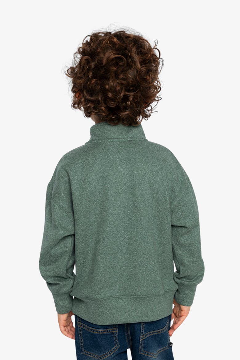 Half Zip Mock Neck Brushed Knit Deer Graphic Sweater, Alternate, color, Dark Green