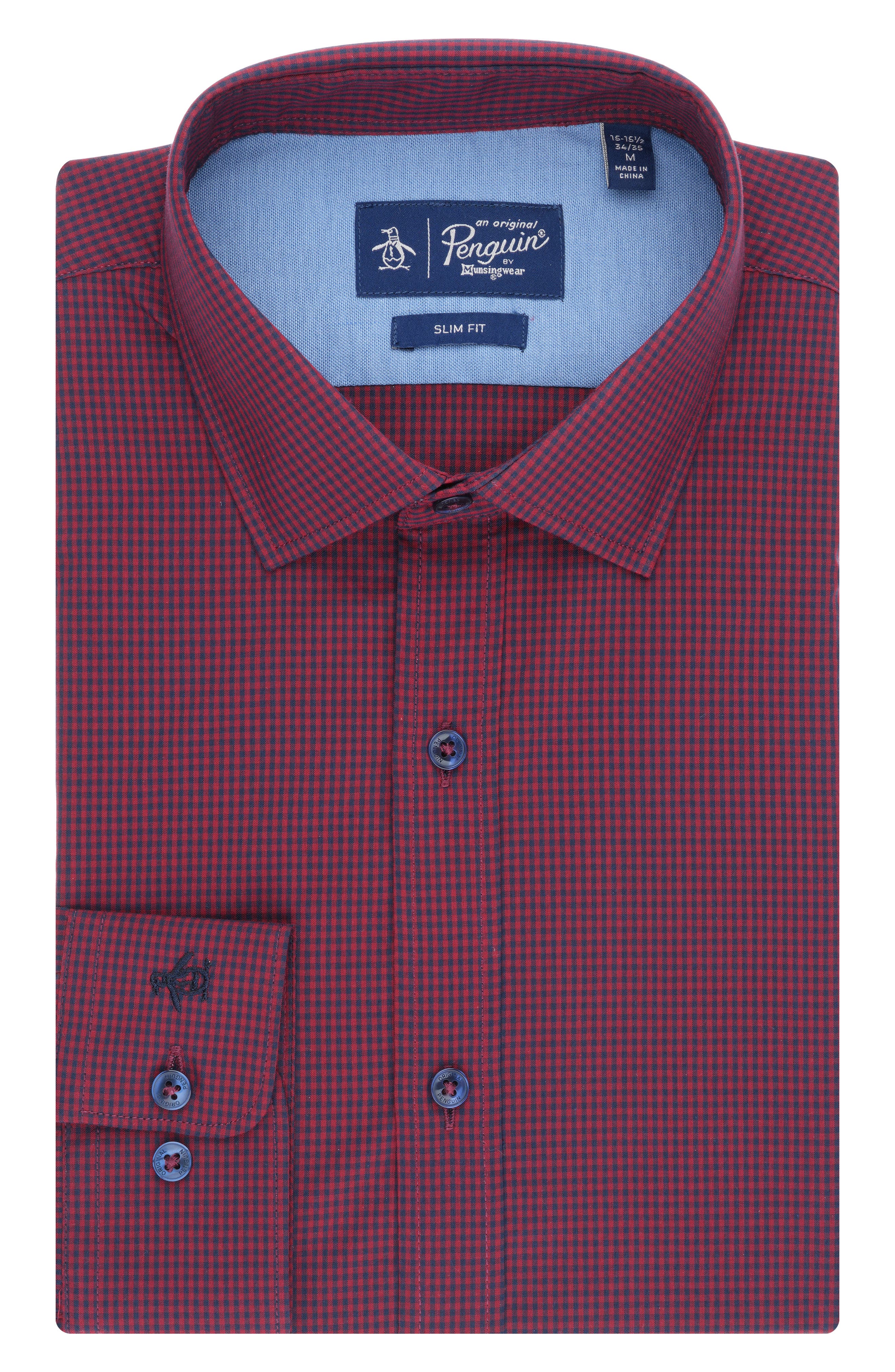 Original Penguin Brighton Gingham Check Slim Fit Dress Shirt
