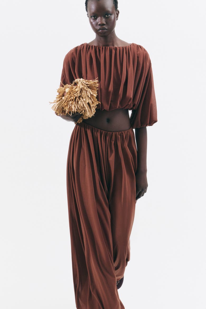 Draped Balloon Trousers, Alternate, color, Brown