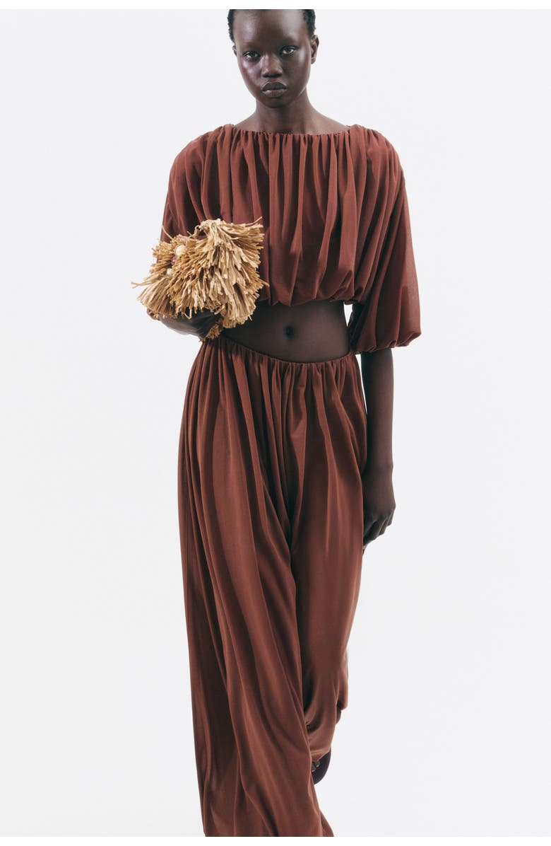 H&M Draped Balloon Trousers, Alternate, color, Brown