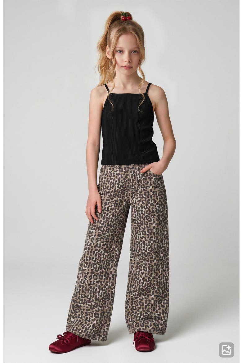 Kids' Mia Wide Leg Leopard Print Jeans, Alternate, color, LEOPARD