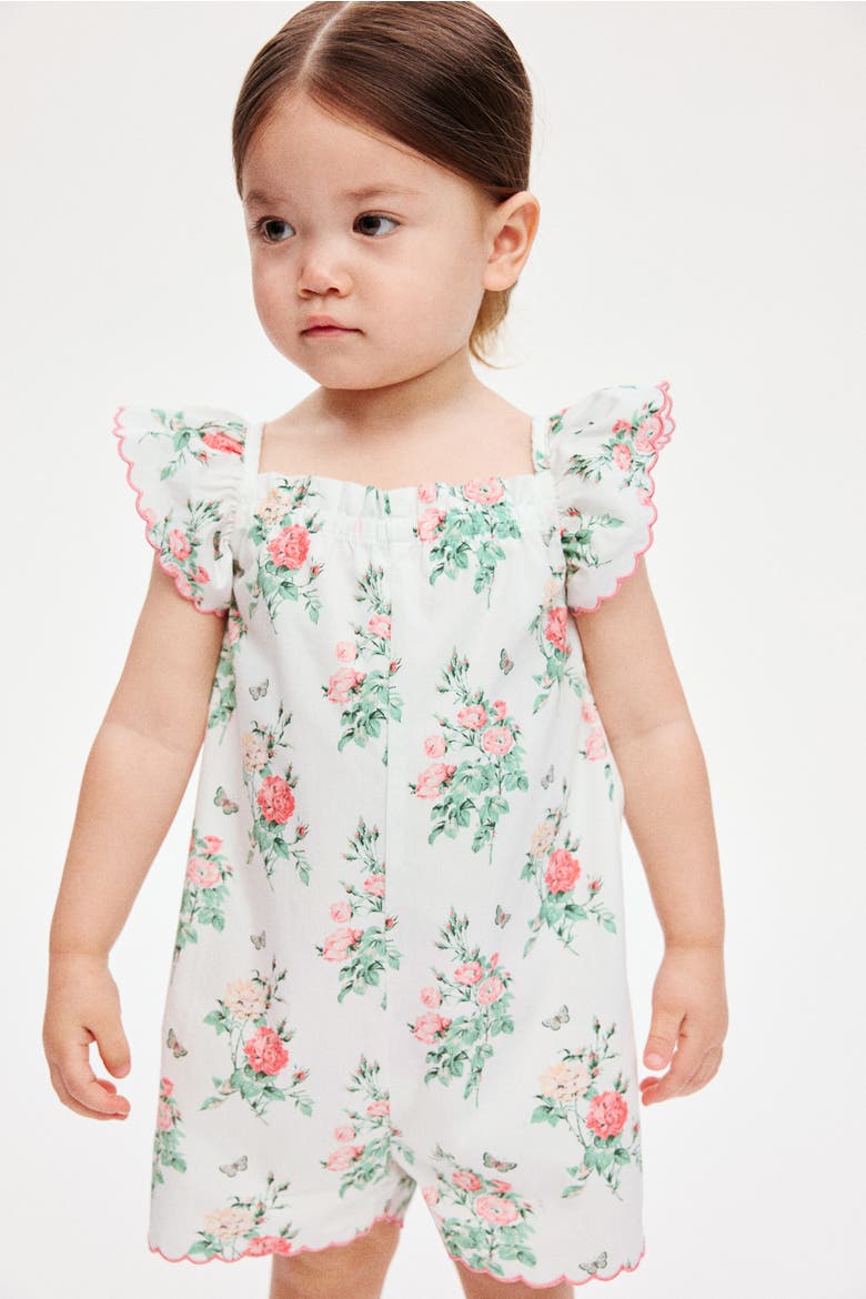 Floral-print Cotton Romper Suit, Alternate, color, White/floral