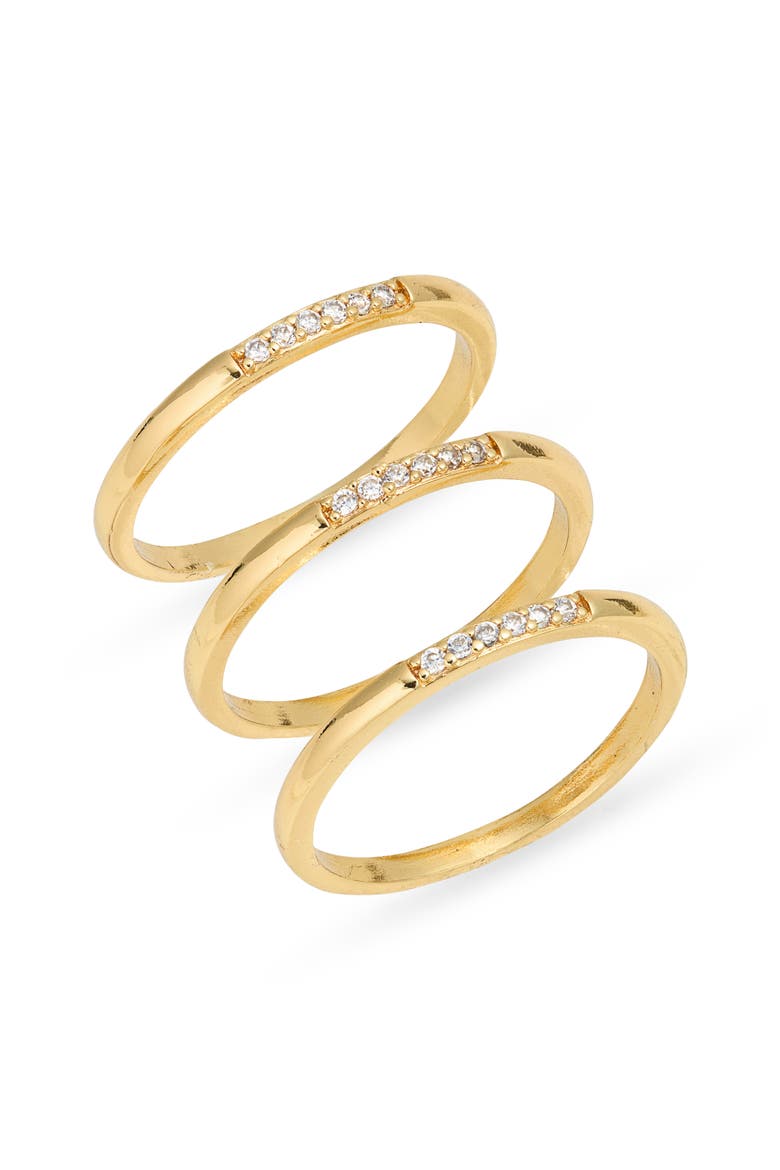 Set of 3 Cubic Zirconia Stack Rings, Main, color, 14K GOLD PLATED
