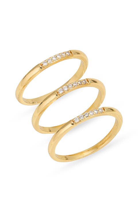 Set of 3 Cubic Zirconia Stack Rings