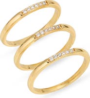 Nordstrom Set of 3 Cubic Zirconia Stack Rings