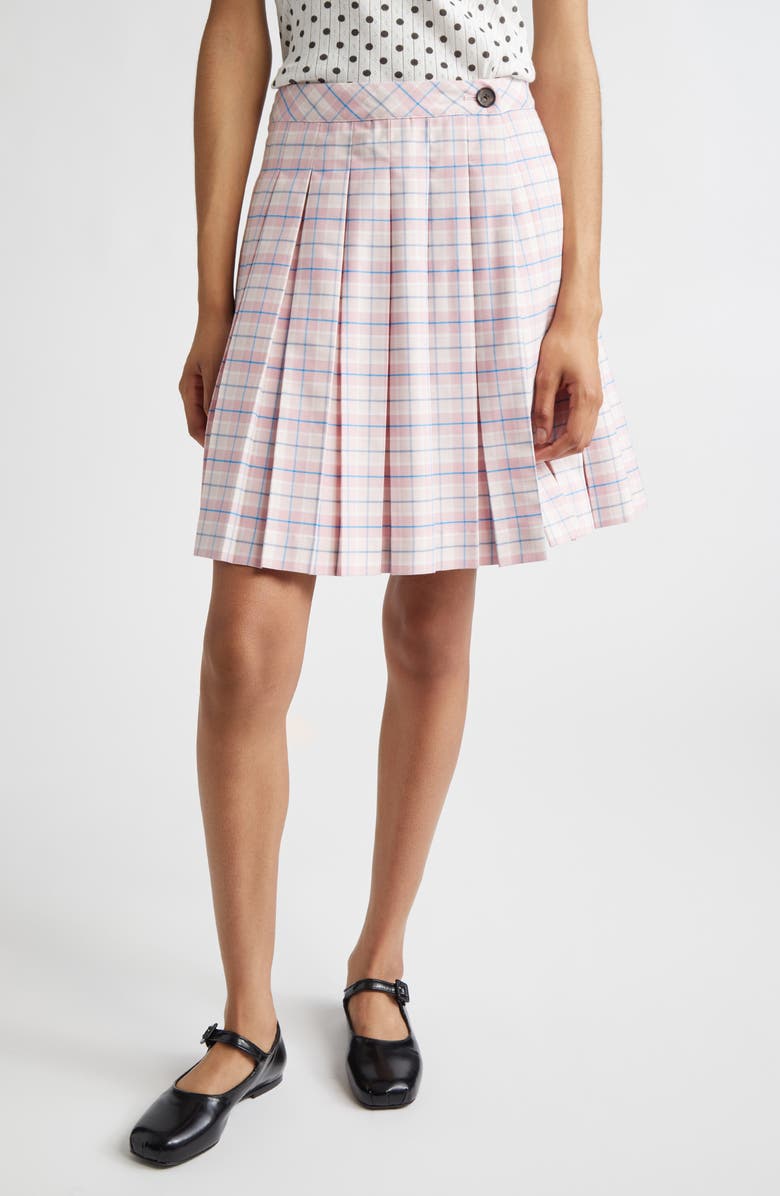 Sandy Liang Astra Plaid Pleated Skort, Main, color, Pink Multi