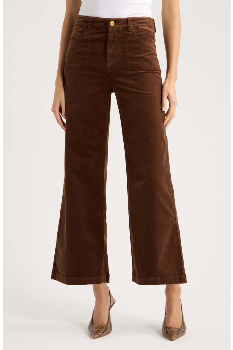 Anessa Corduroy High Waist Ankle Wide Leg Jeans, Main, color, HICKORY