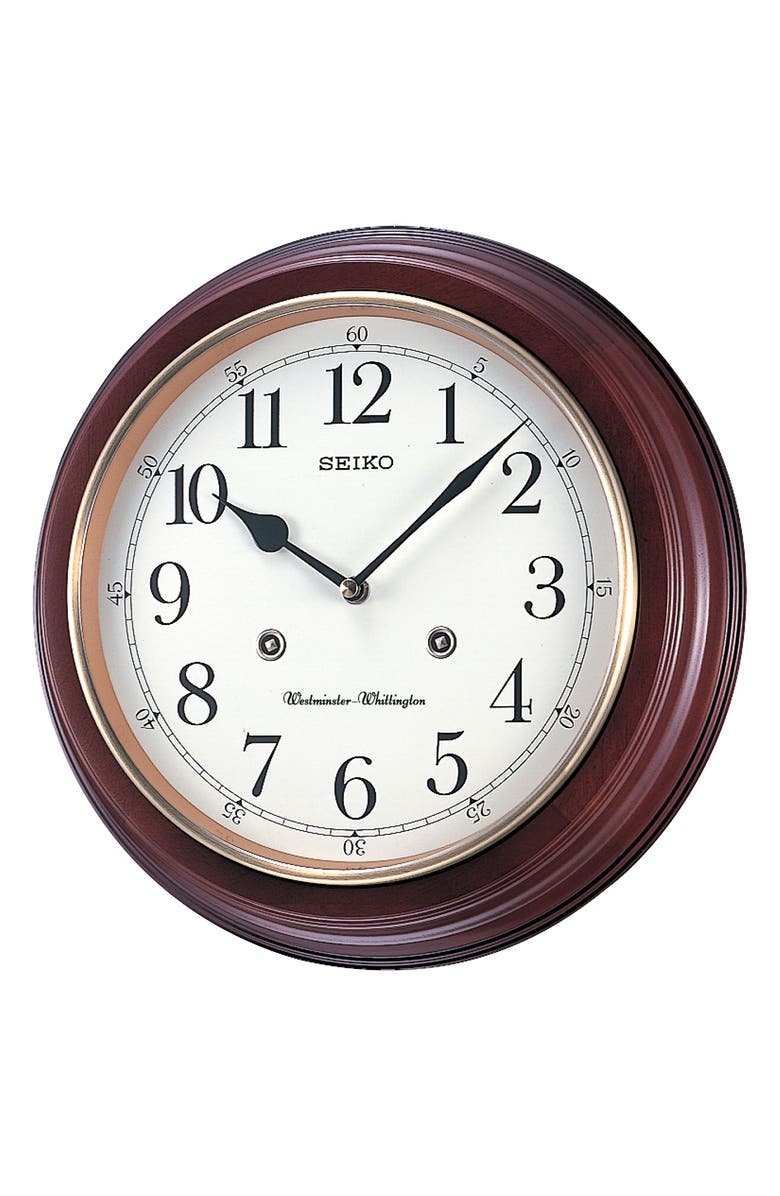 Seiko Chimes Roman 12-Inch Woodgrain Wall Clock, Main, color, 