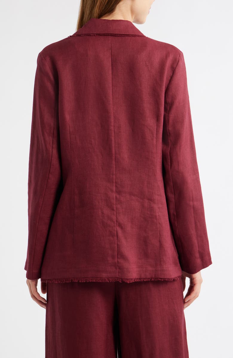 MANGO Tarida Frayed Linen Blazer, Alternate, color, Wine
