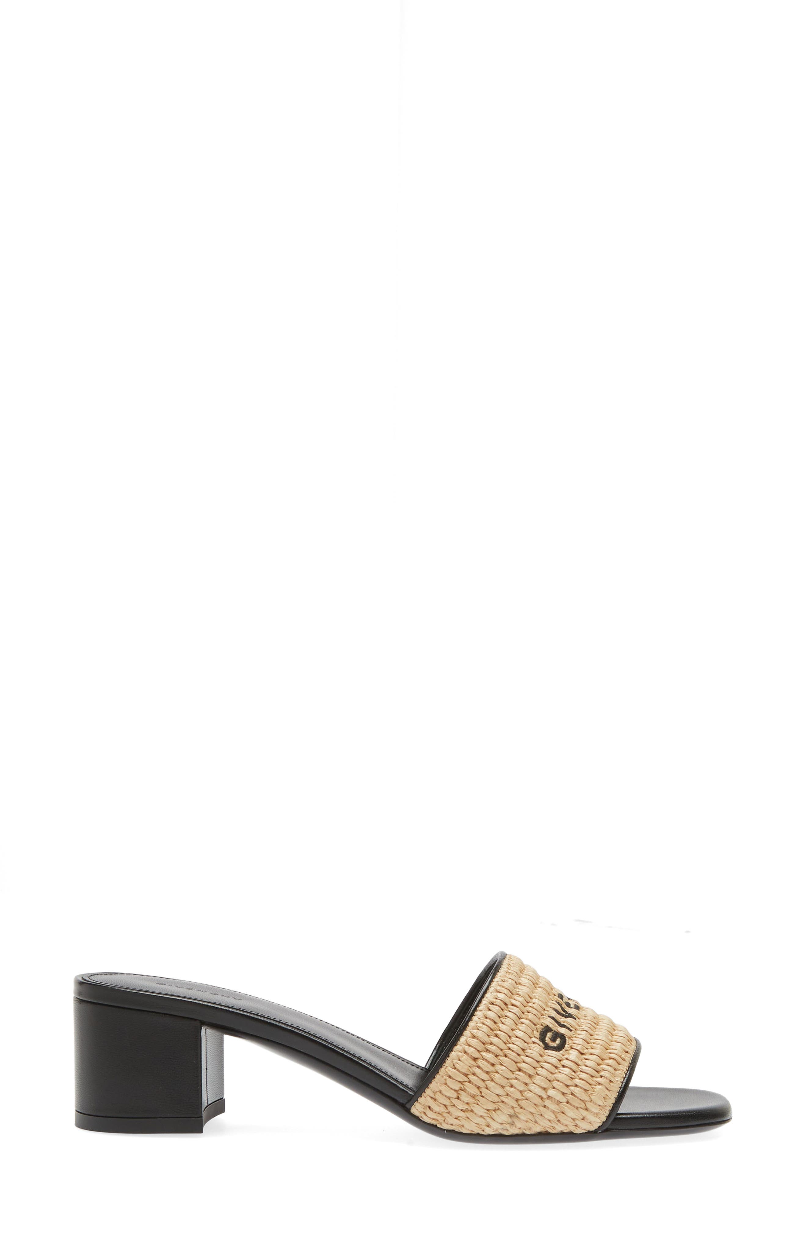 Logo Raffia Slide Sandal, Alternate, color, 255-BEIGE/BLACK