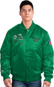 STARTER Men's Starter Kelly Green Philadelphia Eagles Exclusive Satin Full-Snap Varsity Jacket