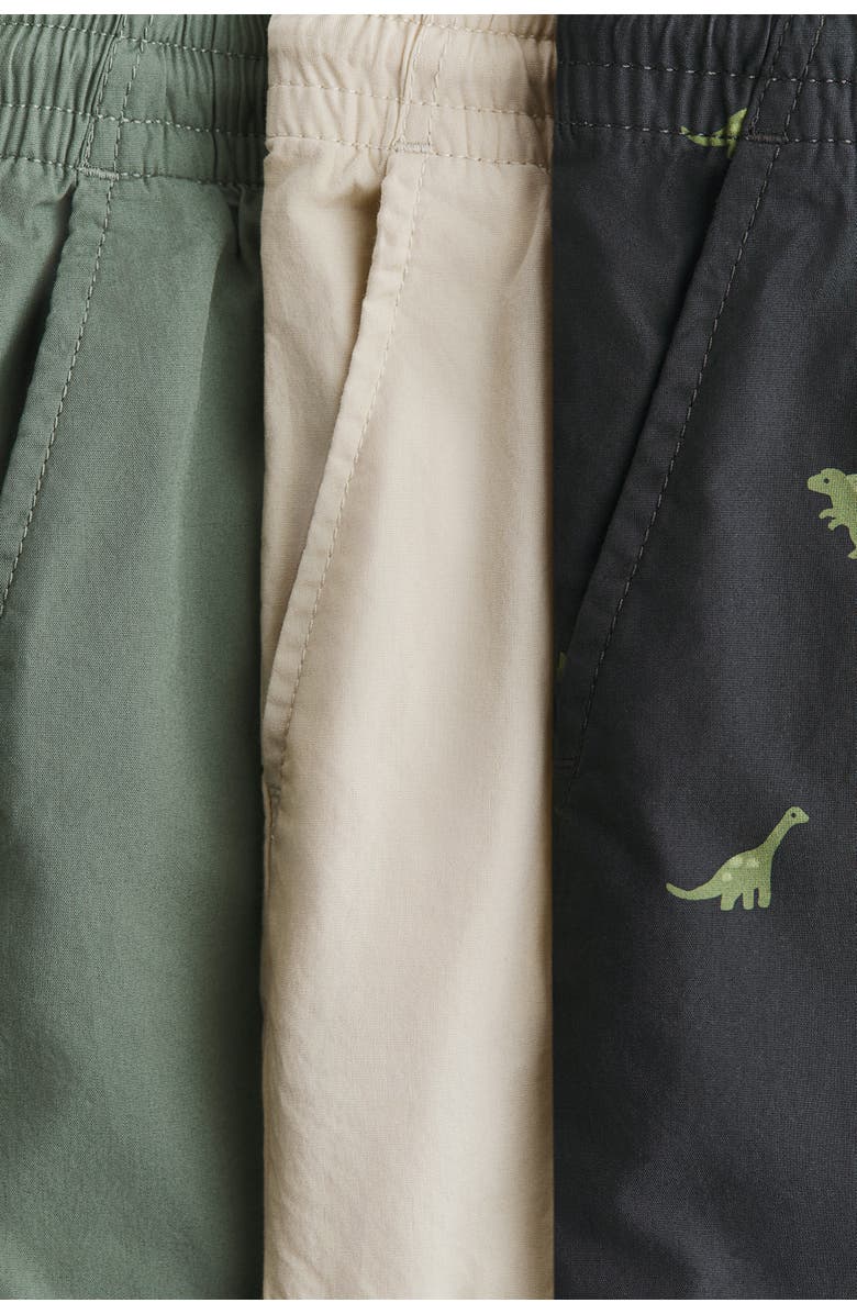 H&M 3-pack Cotton Shorts, Alternate, color, Dark Gray/Dinosaurs