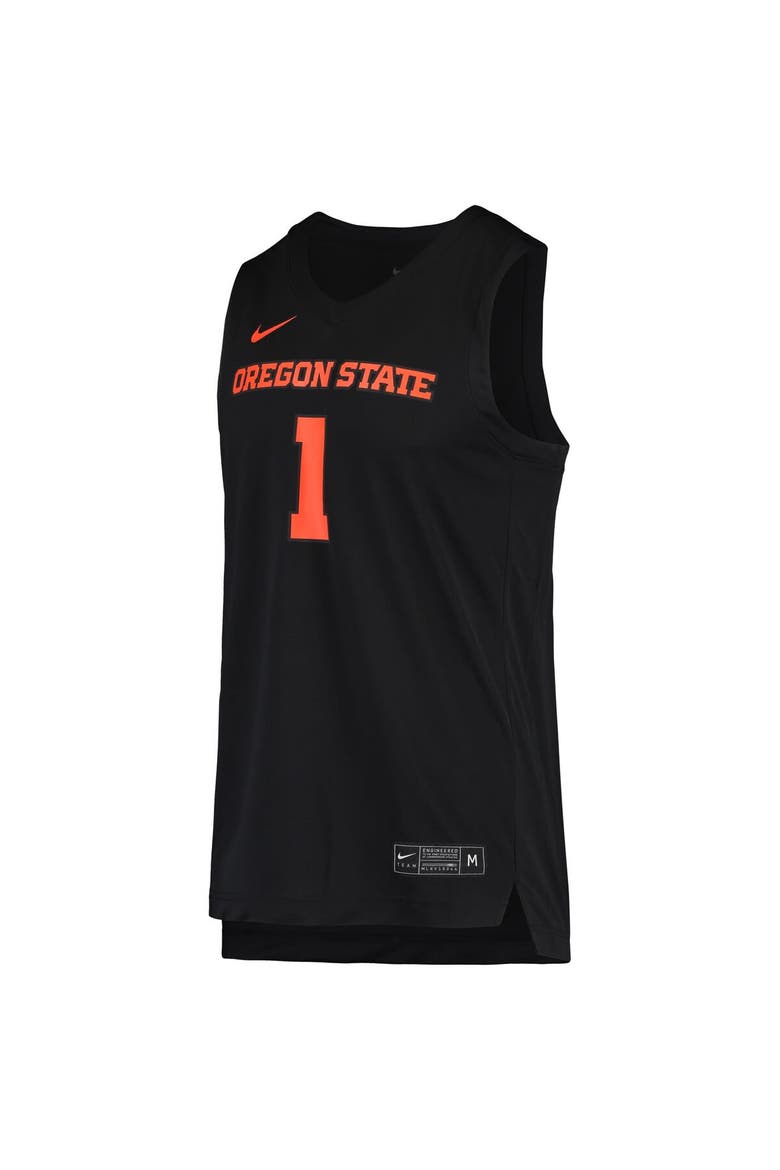 Men's Nike #1 Black Oregon State Beavers Replica Basketball Jersey, Alternate, color, Black