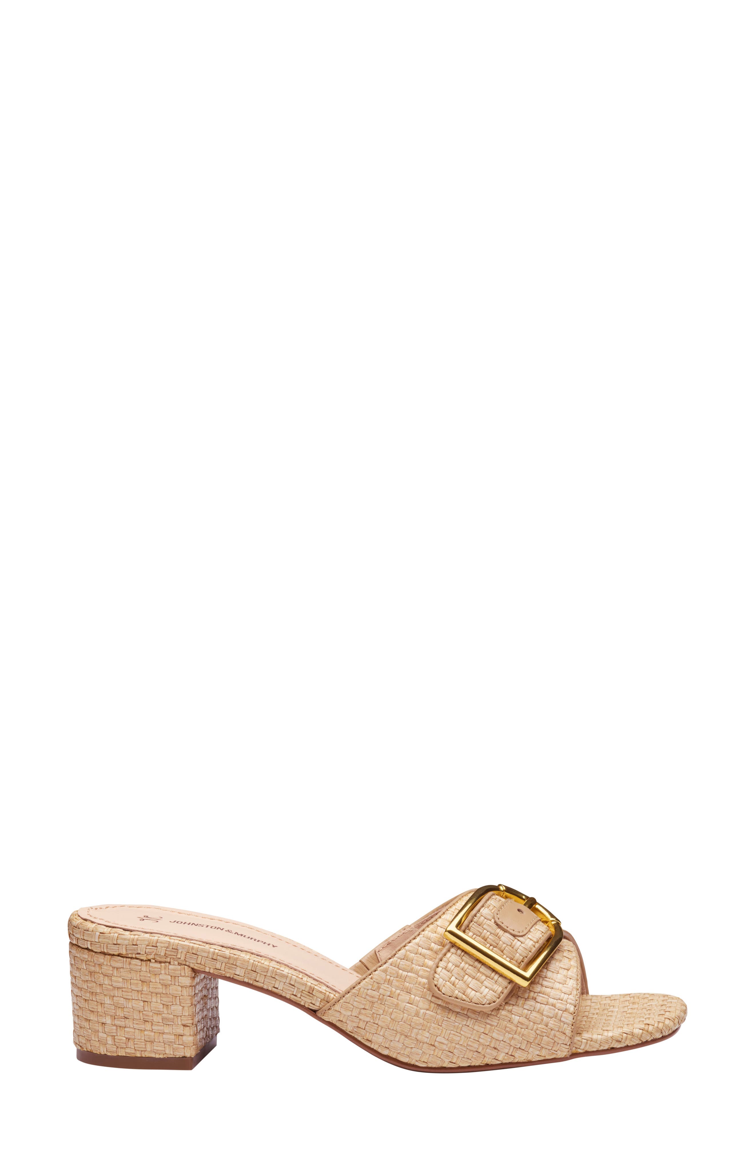 Johnston & Murphy Edith Buckle Slide Sandal, Alternate, color, Natural Raffia
