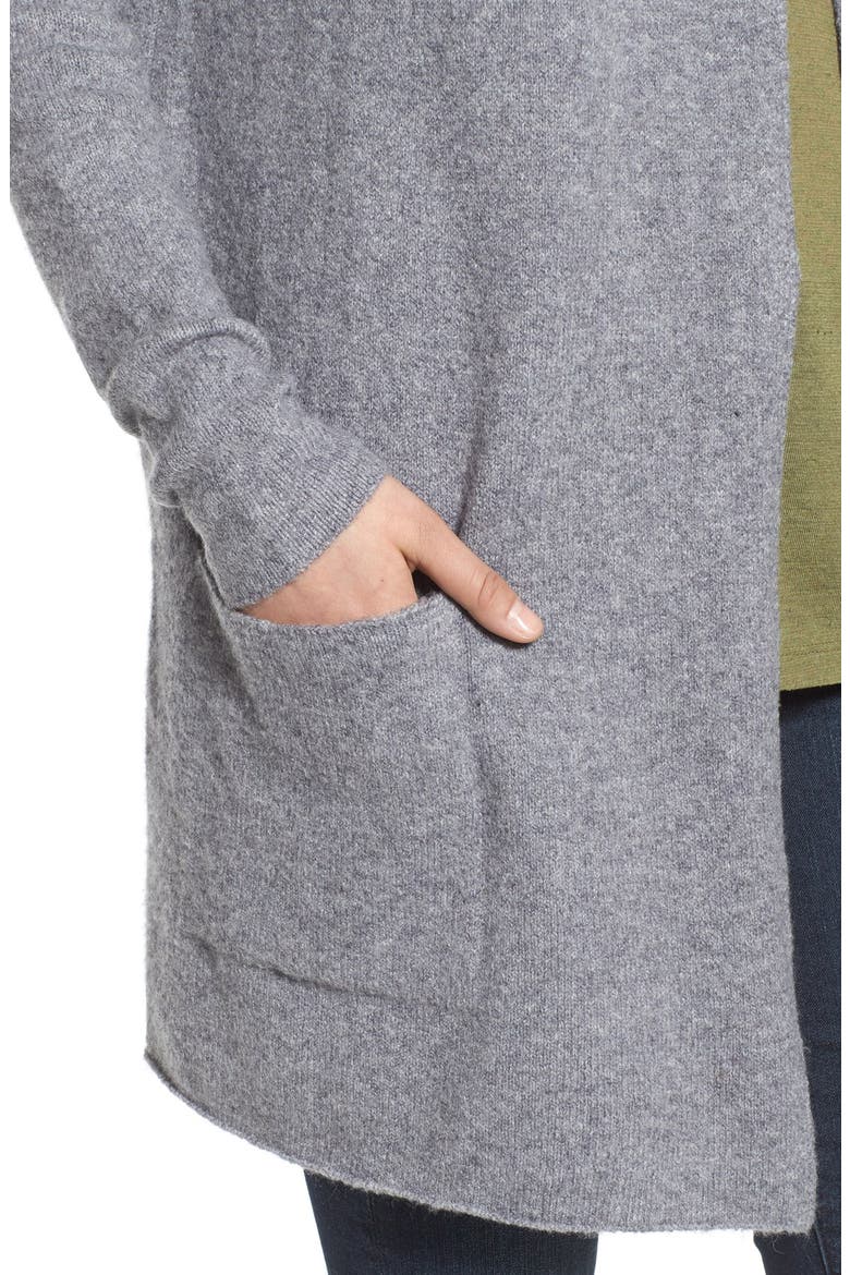 Hooded Longline Cardigan, Alternate, color, GREY MEDIUM HEATHER
