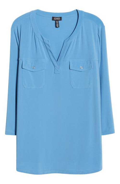 Jones New York Patch Pocket Crepe Popover Top In Blue