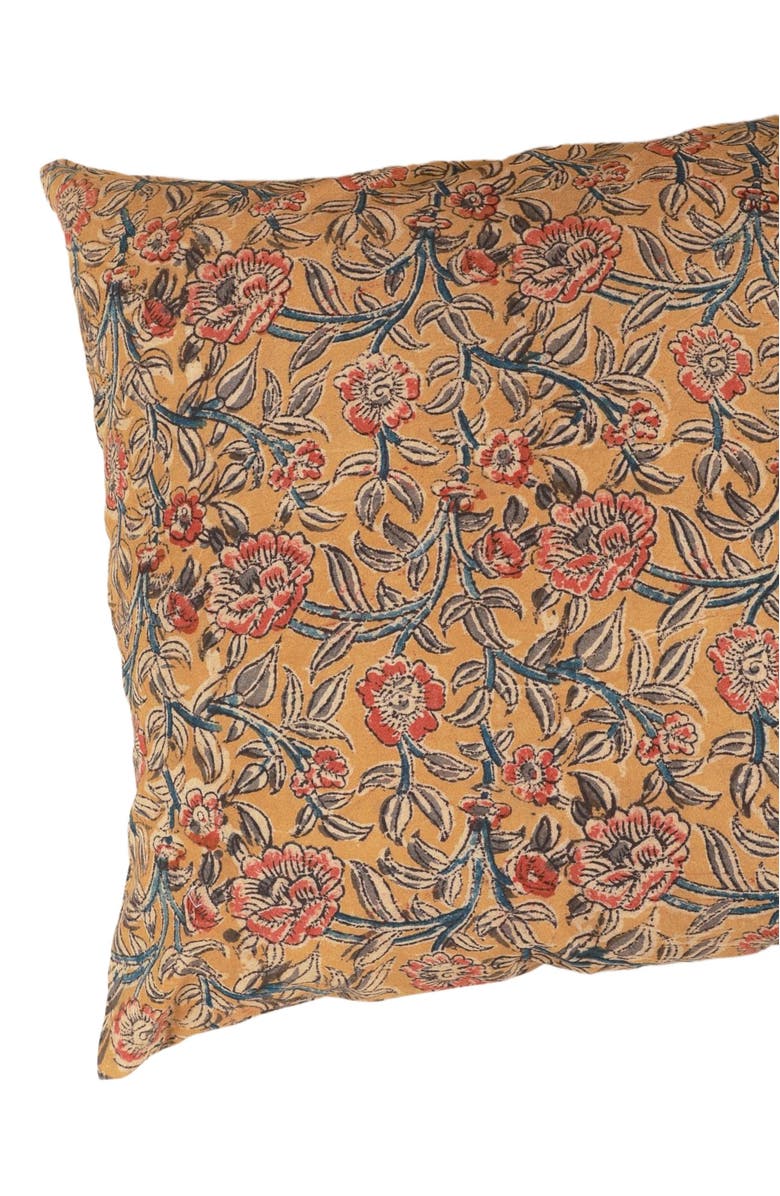Ninéh Joyful Garden Kalamkari Handcrafted Pillow - Cover, Alternate, color, Multi-Colored Foral Pattern