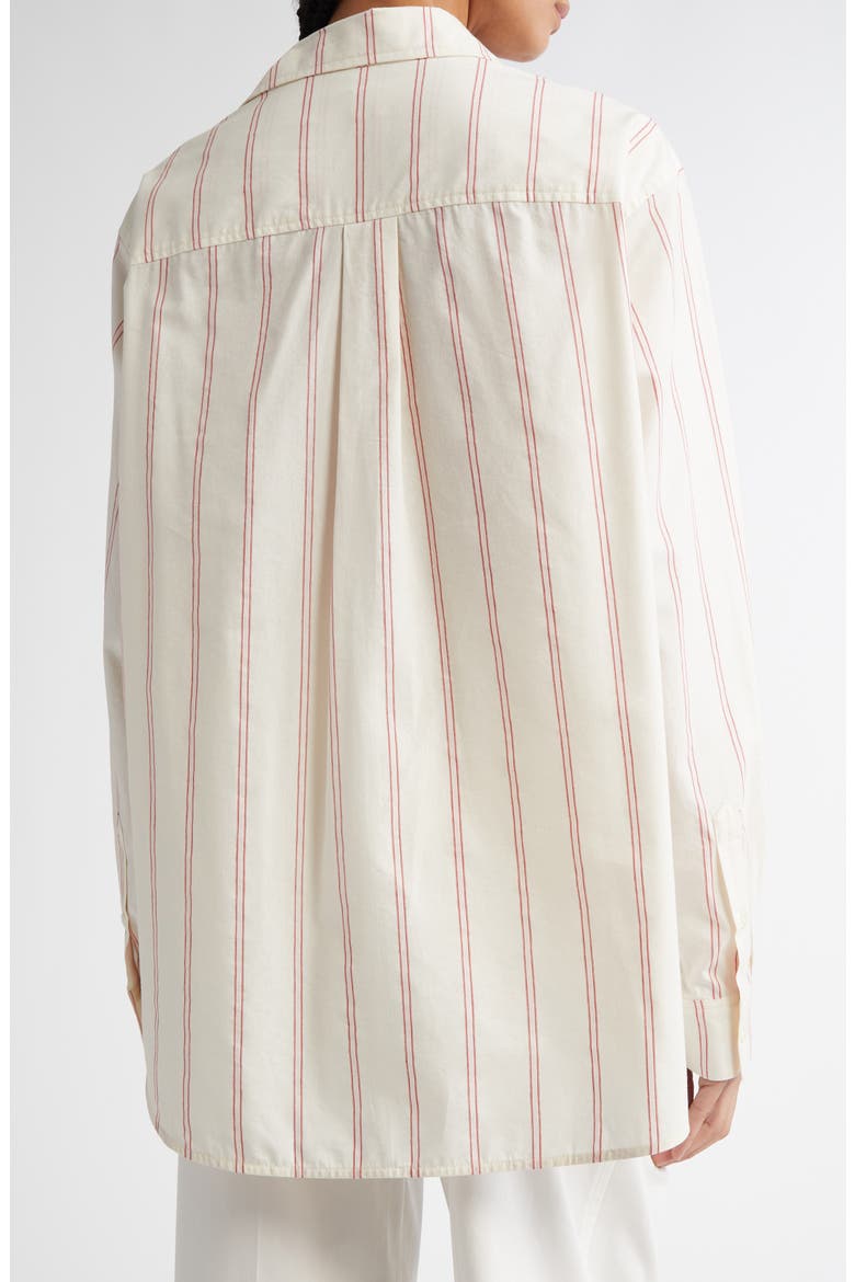 Relaxed Stripe Button-Up Shirt, Alternate, color, ECRU/ BLOSSOM