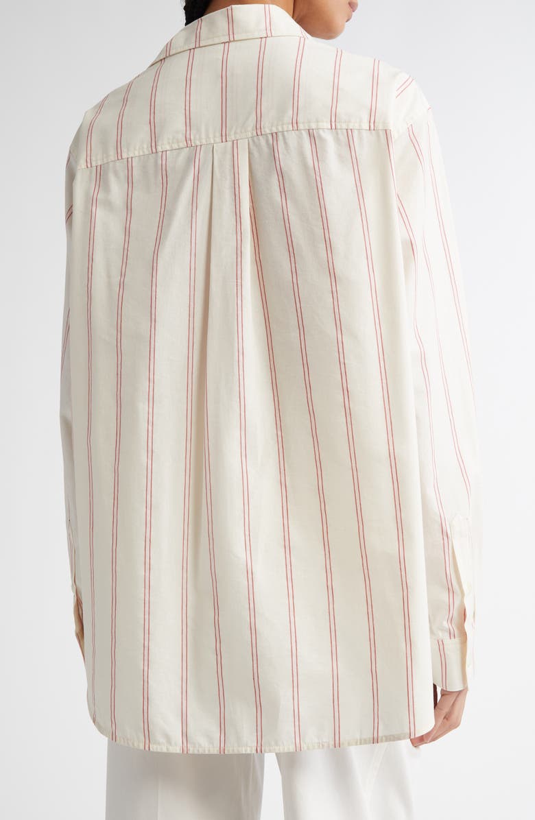 TOTEME Relaxed Stripe Button-Up Shirt, Alternate, color, Ecru/ Blossom