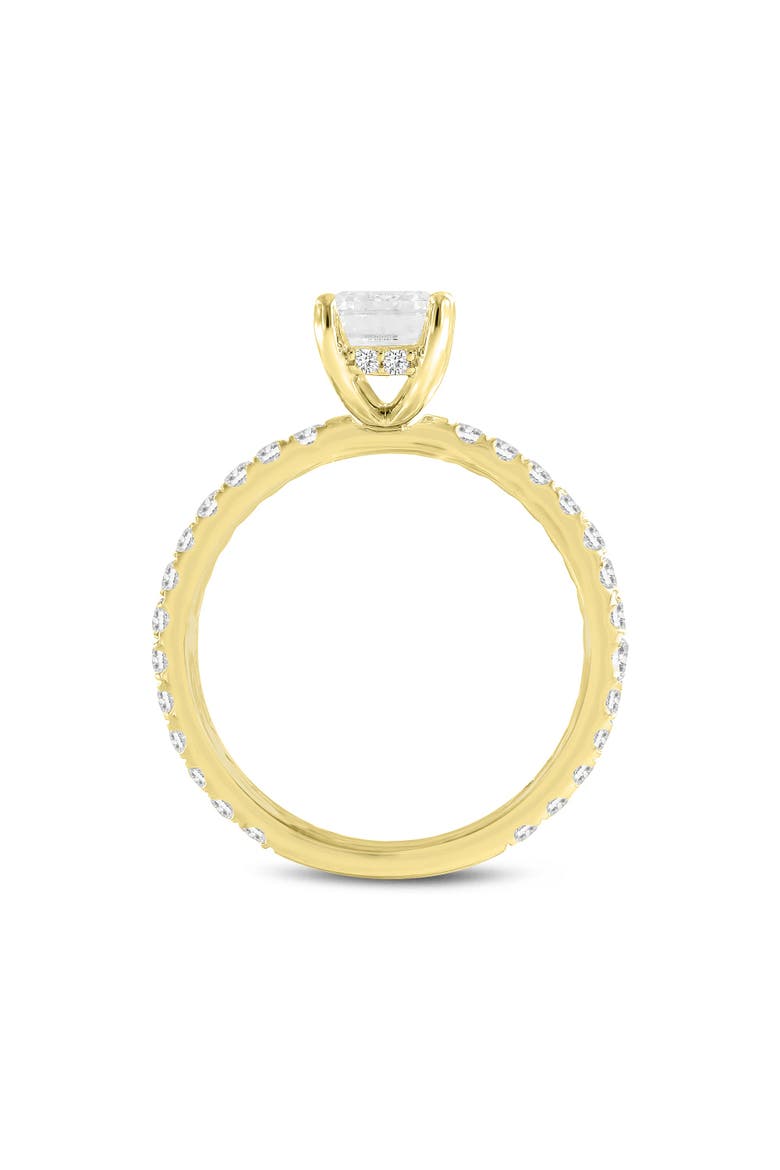 Zina 14K Gold Emerald Cut Hidden Halo Lab Grown Diamond Engagement Ring - 2.5 Ct, Alternate, color, 14K Yellow Gold