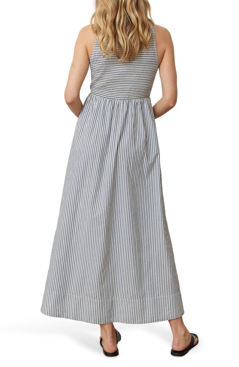 Marine Layer Darcy Sleeveless Smocked Midi Dress, Alternate, color, Navy Stripe