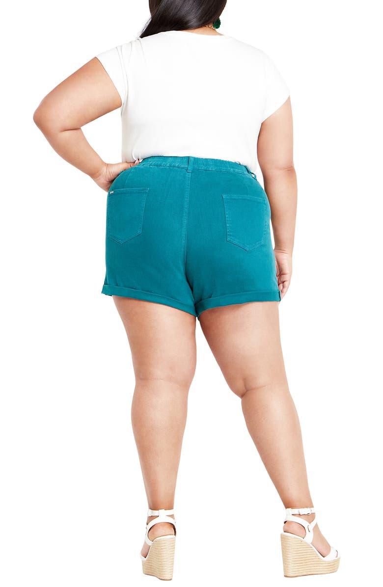 City Chic Holiday Cuff Denim Shorts, Alternate, color, Harbour Blue