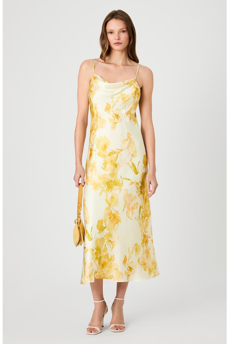 Oona Sophie Floral Cowl Neck Midi Dress, Alternate, color, DAISY YELLOW SOPHIE FLOWER