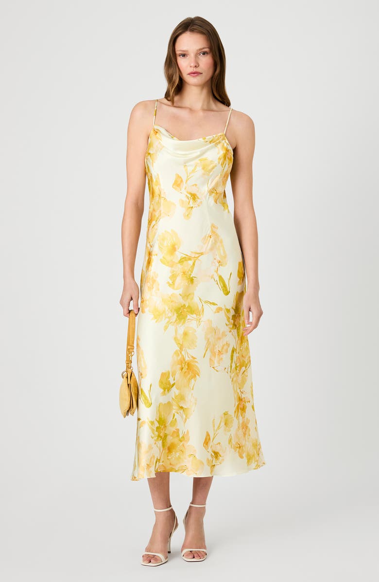 French Connection Oona Sophie Floral Cowl Neck Midi Dress, Alternate, color, Daisy Yellow Sophie Flower