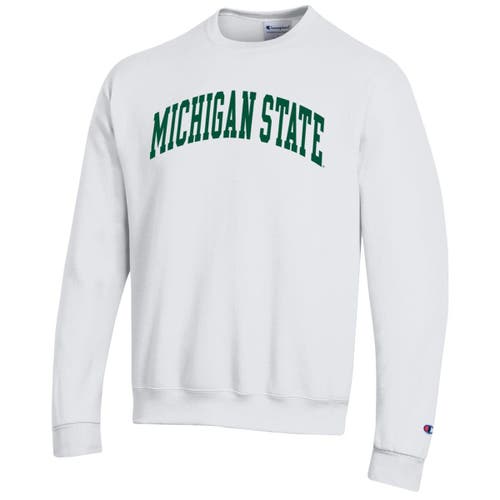 Champion White Michigan State Spartans Basic Arch Fleece Pullover Sweatshirt In White