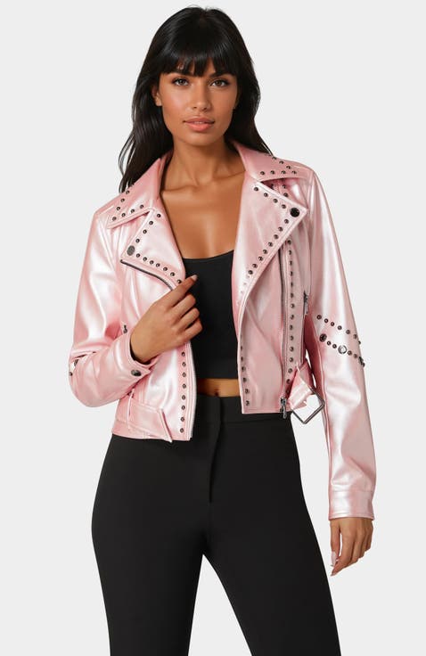 Studded Vegan Leather Moto Jacket