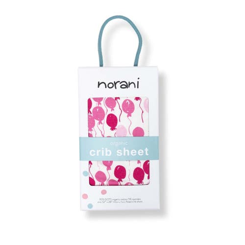 Norani Organic Fitted Crib Sheet In Pink Balloons
