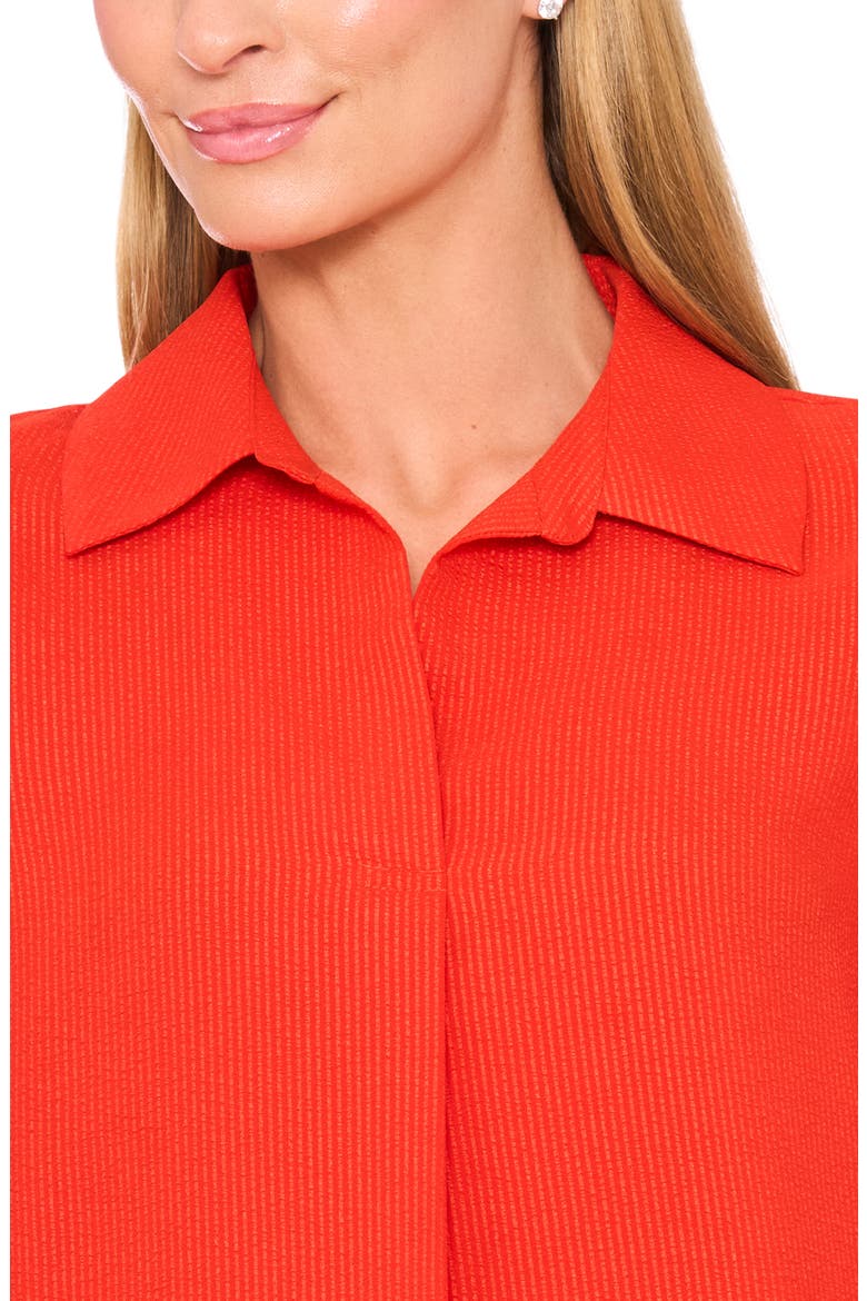 Tonal Stripe Collared Split Neck Top, Alternate, color, POINCIANA