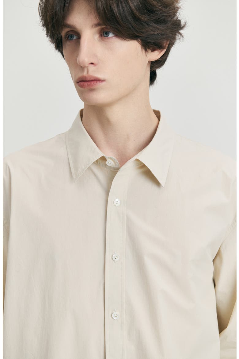 Oversize Cotton Button-Up Shirt, Alternate, color, BUTTER