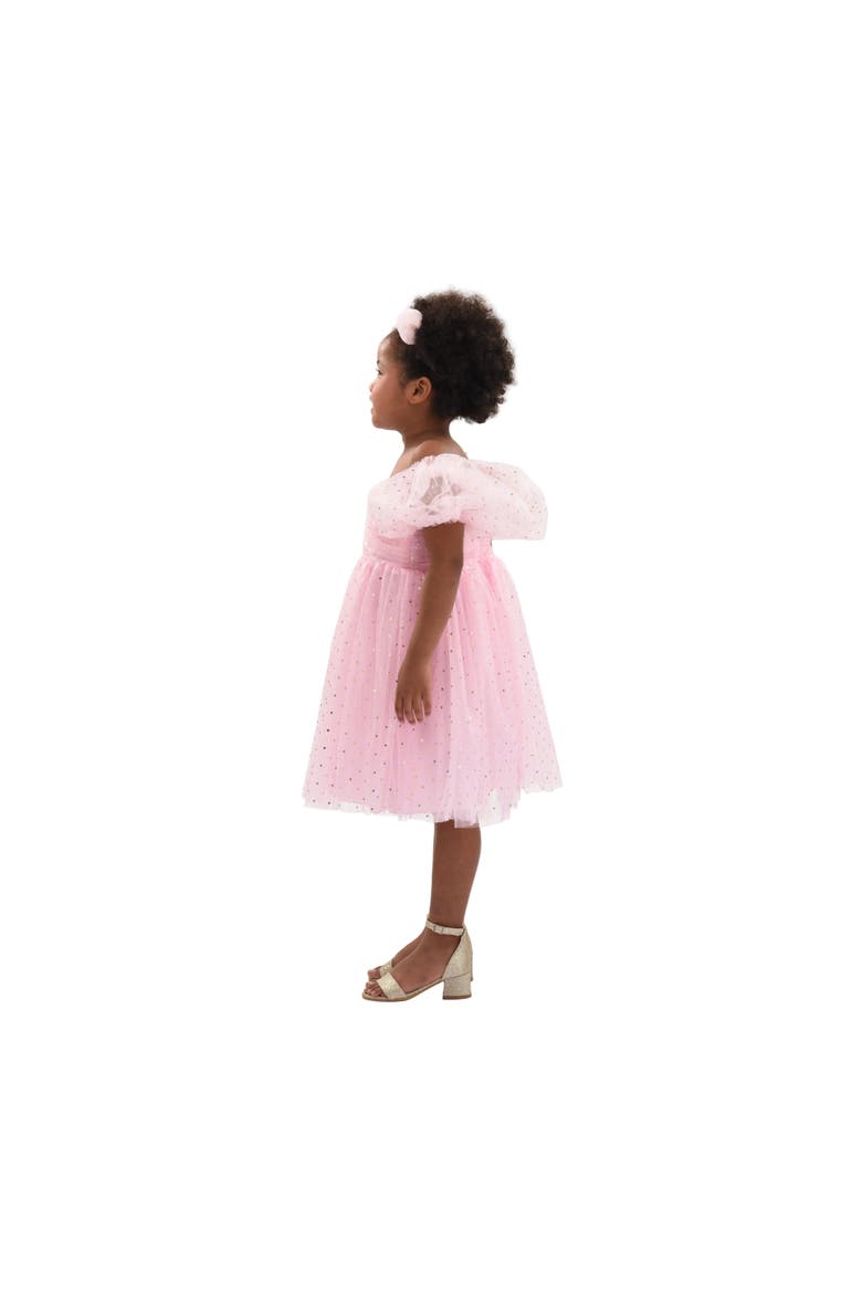 Tulle Dress with Puffed Sleeves, Alternate, color, Pink