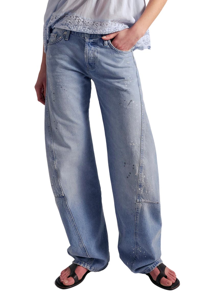 Fable Low-Rise Twisted Bowed Jeans, Main, color, ART SCHOOL