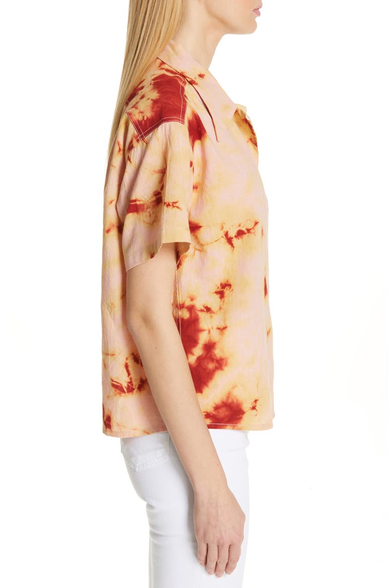 Shorty Tie Dye Cotton Shirt, Alternate, color, RASPBERRY RIPPLE