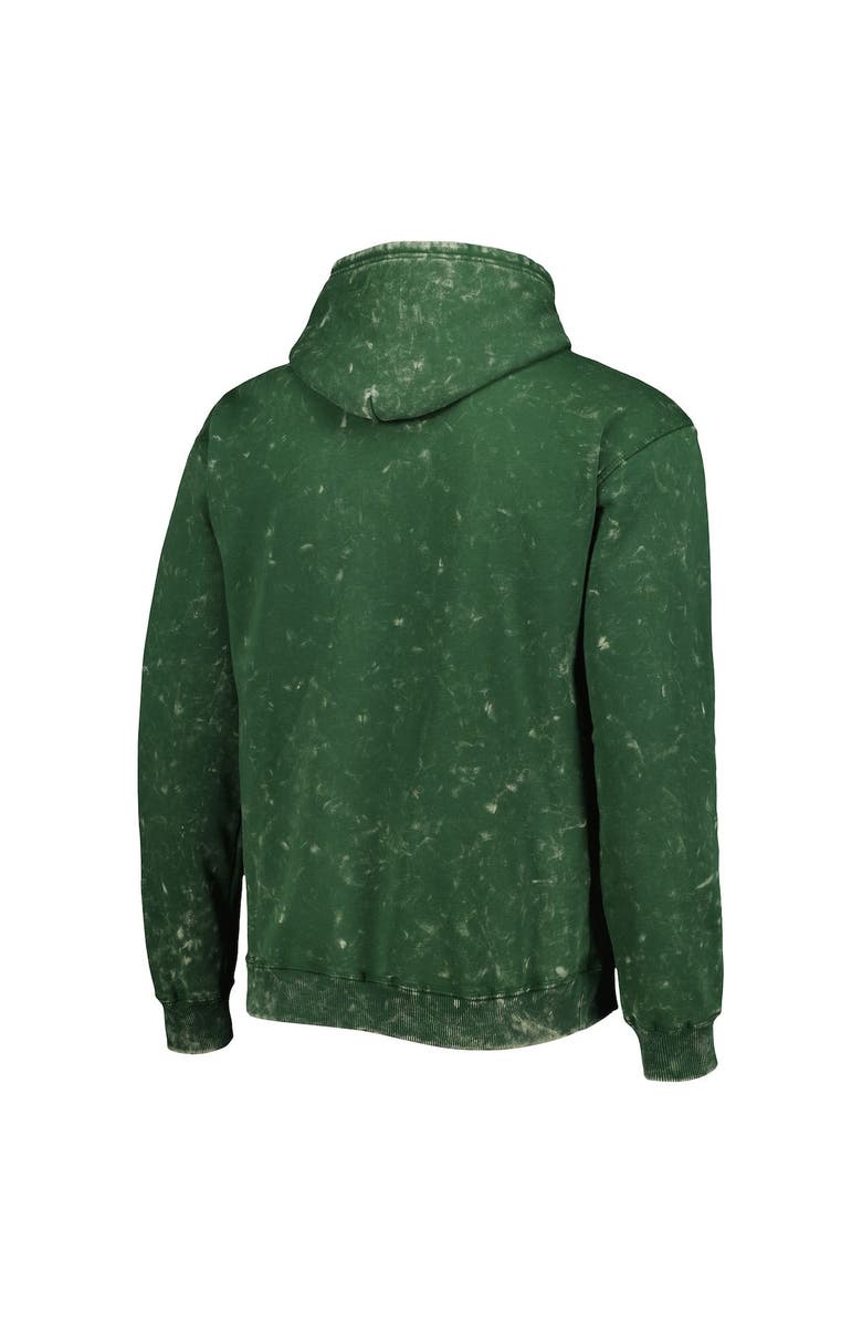 THE WILD COLLECTIVE Unisex The Wild Collective Hunter Green Milwaukee Bucks Tonal Acid Wash Pullover Hoodie, Alternate, color, Hunter Green