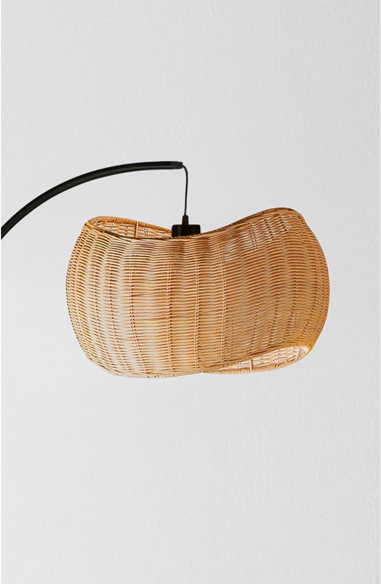 Brightech Wave 81" Pendant LED Unique Arc Floor Lamp with Rattan-Style Wicker Shade, Bulb Included, Alternate, color, Classic Black