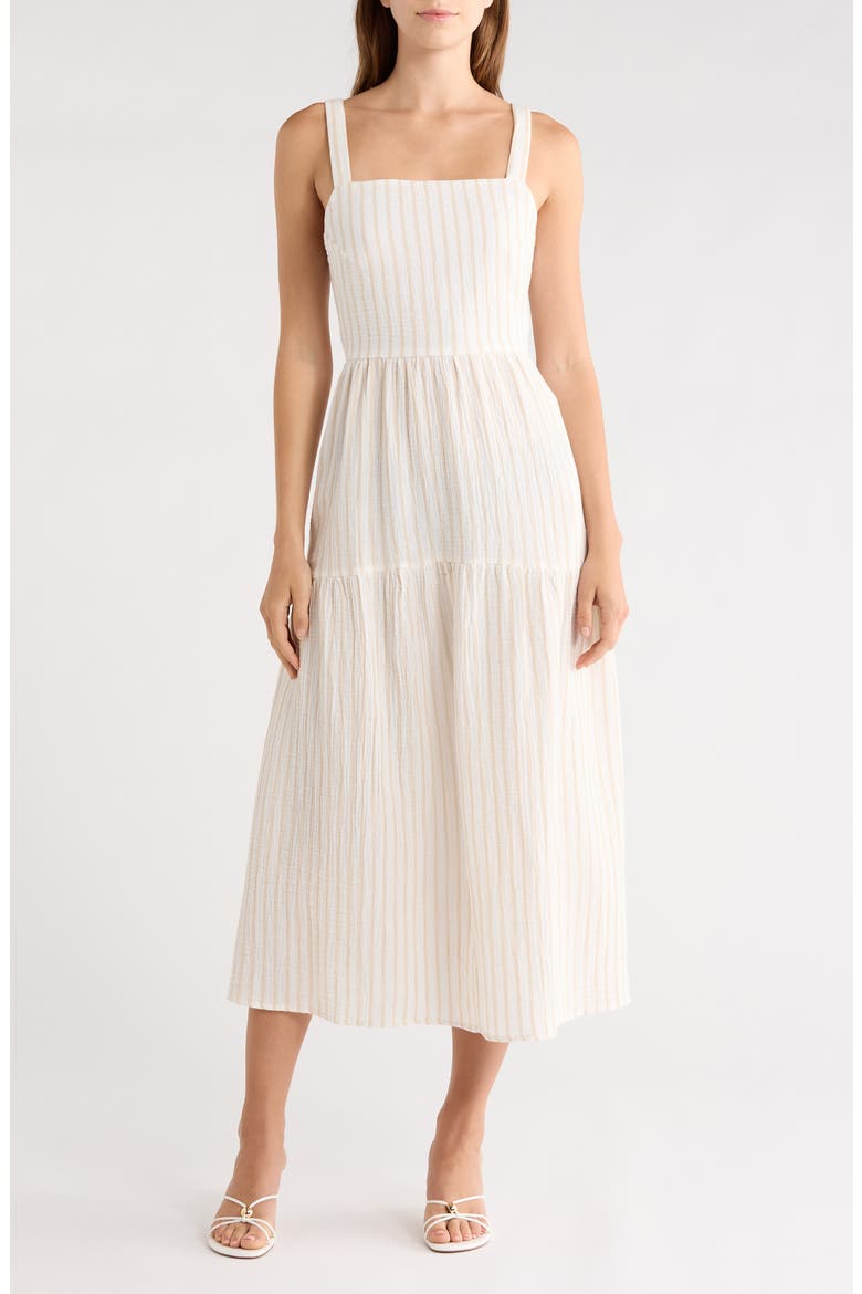 The Go-To Cotton Dress, Main, color, LIGHT KHAKI STRIPE