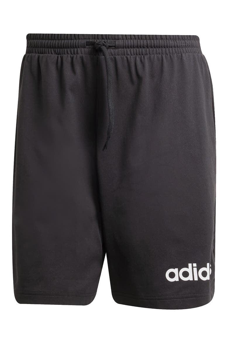Essentials Linear Single Jersey Shorts, Alternate, color, BLACK/ WHITE
