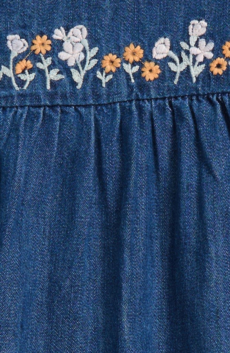 Nordstrom Embroidered Flutter Sleeve Denim Romper, Alternate, color, Sapphire Wash Flower Field