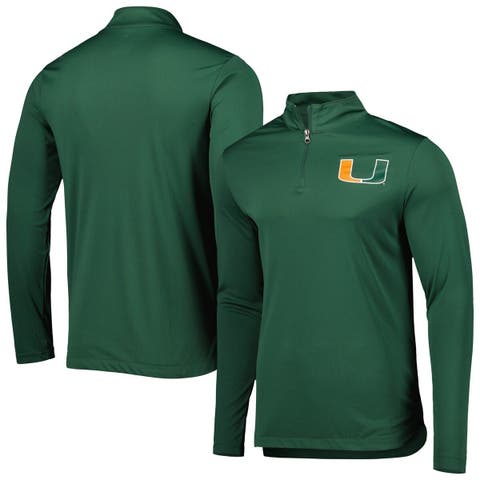 Men's Fanatics Branded Green Miami Hurricanes Tough Minded Quarter-Zip Top