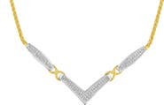Haus of Brilliance 14K Gold 2.0 Ctw Diamond Flared and X-Station V Shaped Franco Chain Necklace