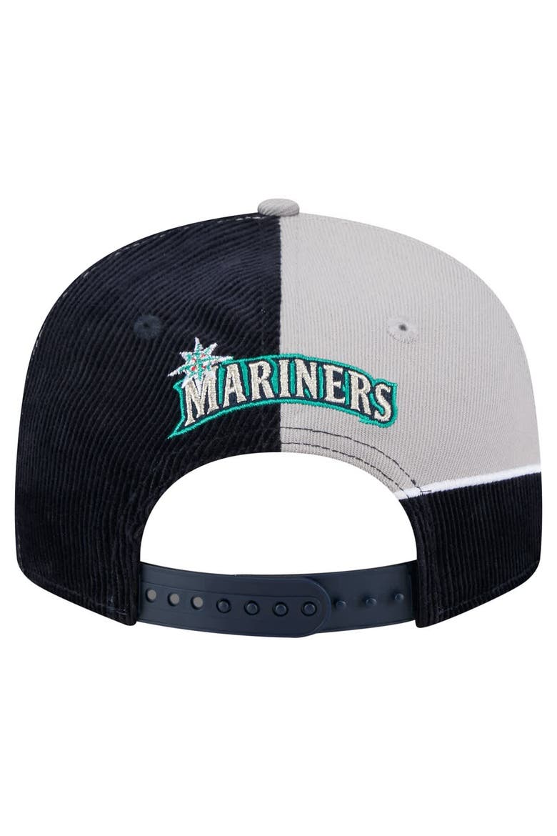 Men's New Era Navy/Gray Seattle Mariners Retro Split Corduroy Snapback Hat, Alternate, color, Navy